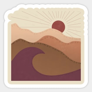 Waves and sun and mountains Bohemian Design no.2 Sticker